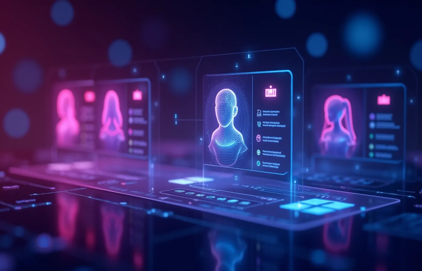 Interfaz de seleccion con perfiles de companeras virtuales y compatibilidad