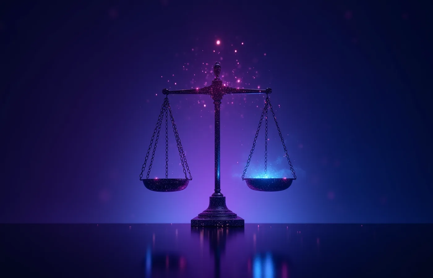 Balanza digital representando el equilibrio entre regulación y tecnología en IA