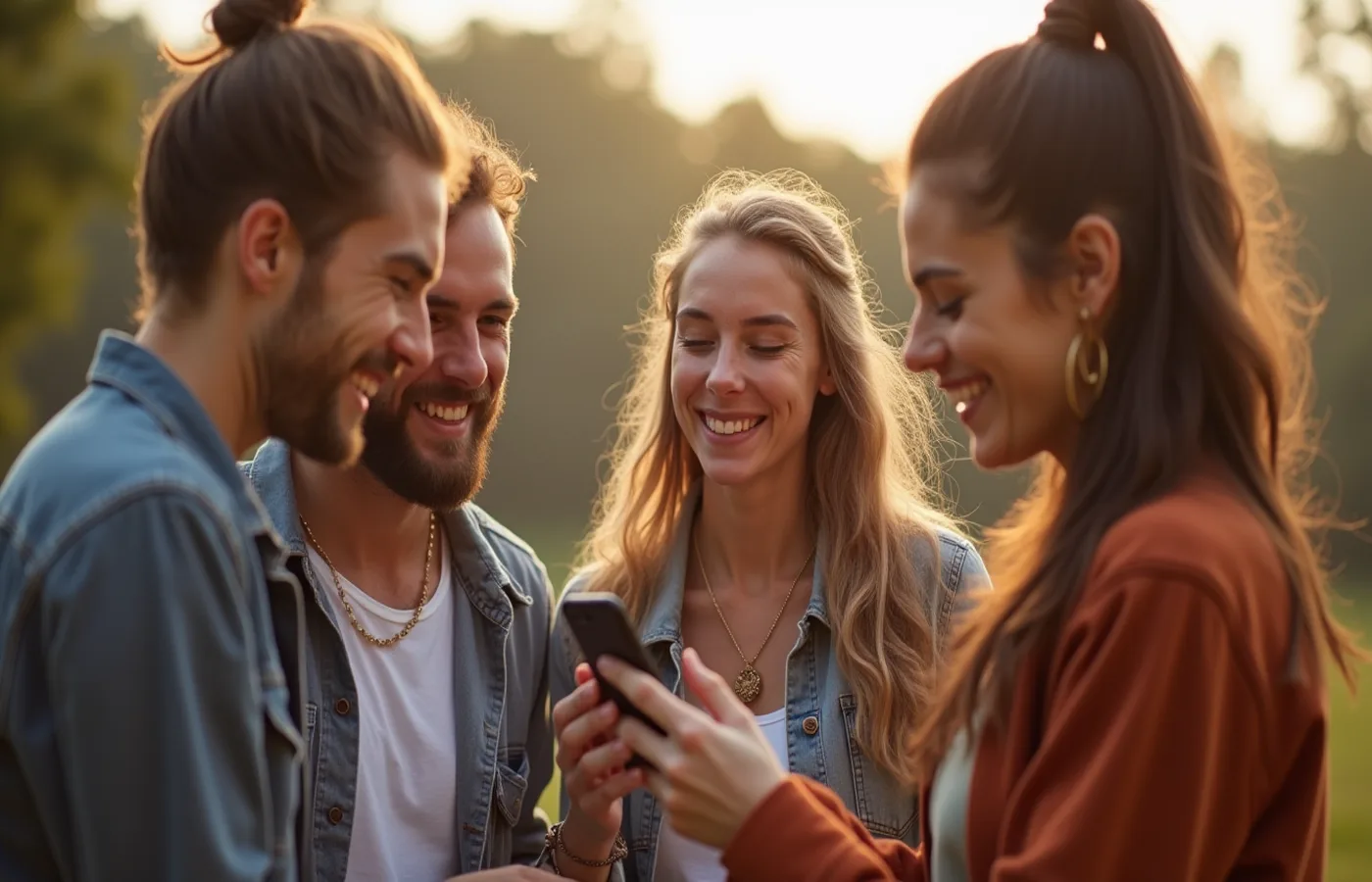 Grupo de amigos riendo juntos en un encuentro social